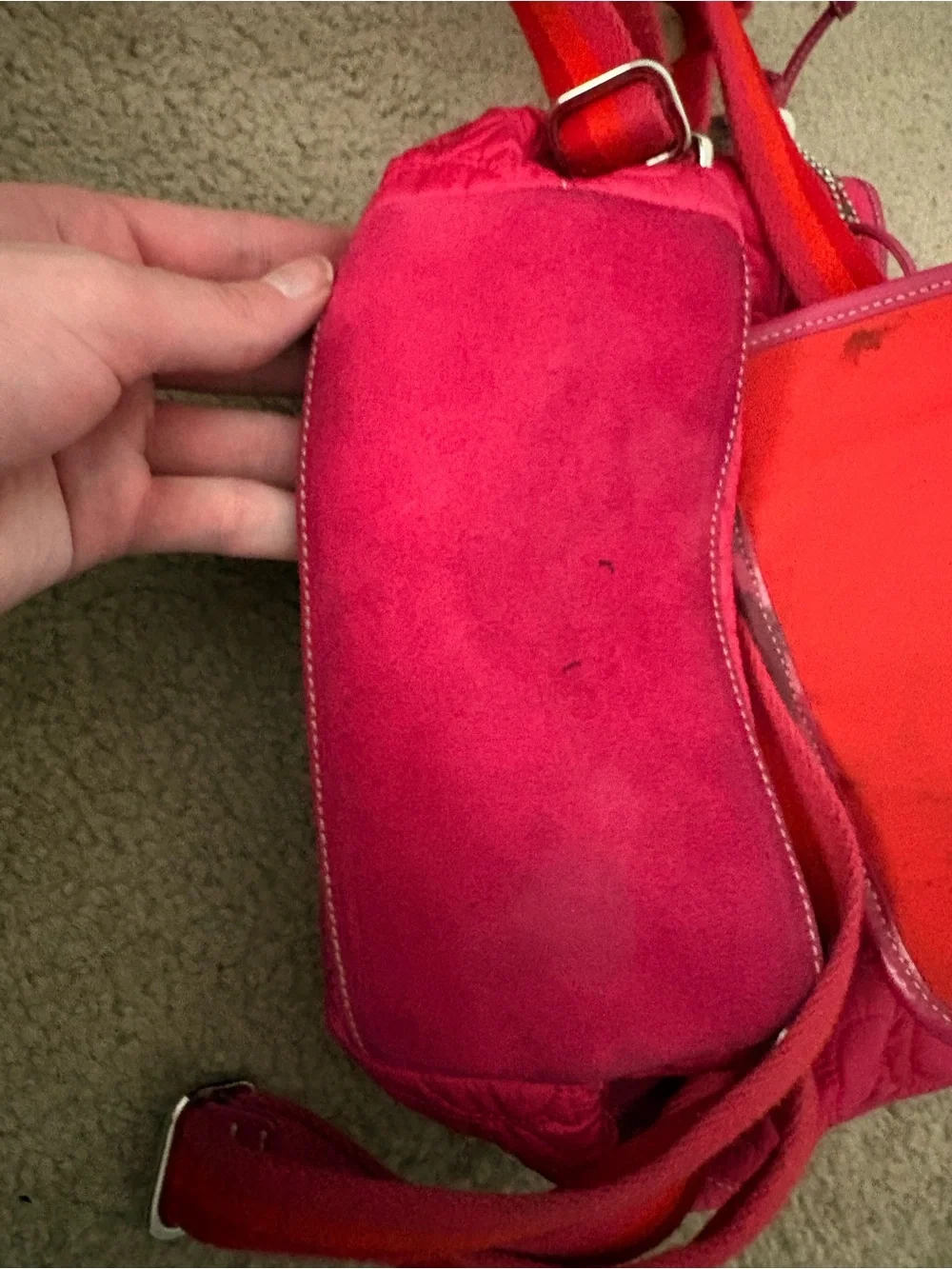 RARE Coach Quilted Hot Pink Drawstring Backpack with Contrast Straps